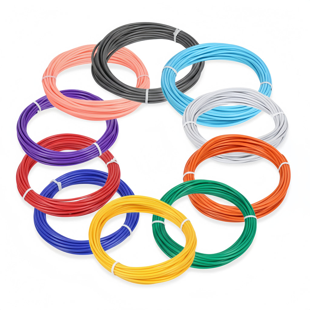 Vue d'ensemble de la gamme de couleurs proposées pour le filament thermoplastique 1.75mm, pour les créations artistiques en 3D.